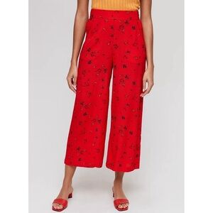 Wilfred | Faun Cropped Flowy Wide Leg Pant Red Floral Size Medium Aritzia